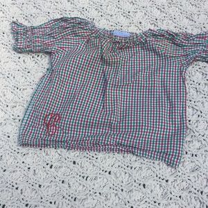 gingham cotton shirt with embroidery C initial